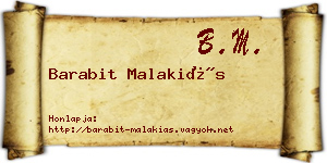 Barabit Malakiás névjegykártya